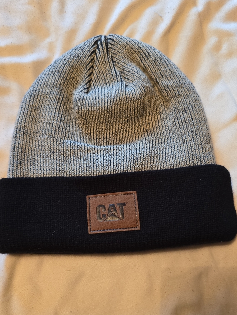 CAT Two-Tone Knit Beanie - Gray and Black